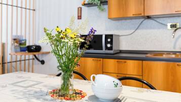 Frigorífico grande, microondas, horno y placa de cocina