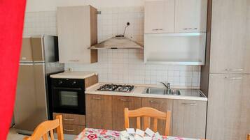 Full-size fridge, microwave, oven, stovetop