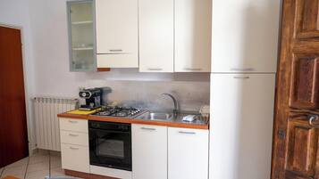 Großer Kühlschrank, Mikrowelle, Ofen, Herdplatte