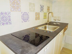 Deluxe Apartment | Private kitchen | Fridge, oven, stovetop, cookware/dishes/utensils