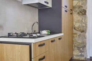 Appartamento Exclusive | Cucina privata | Frigorifero con congelatore, microonde, piano cottura