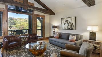 Een televisie, een open haard en boeken