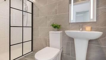 Hair dryer, towels, toilet paper