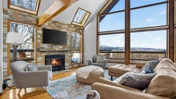 TV, fireplace, offices