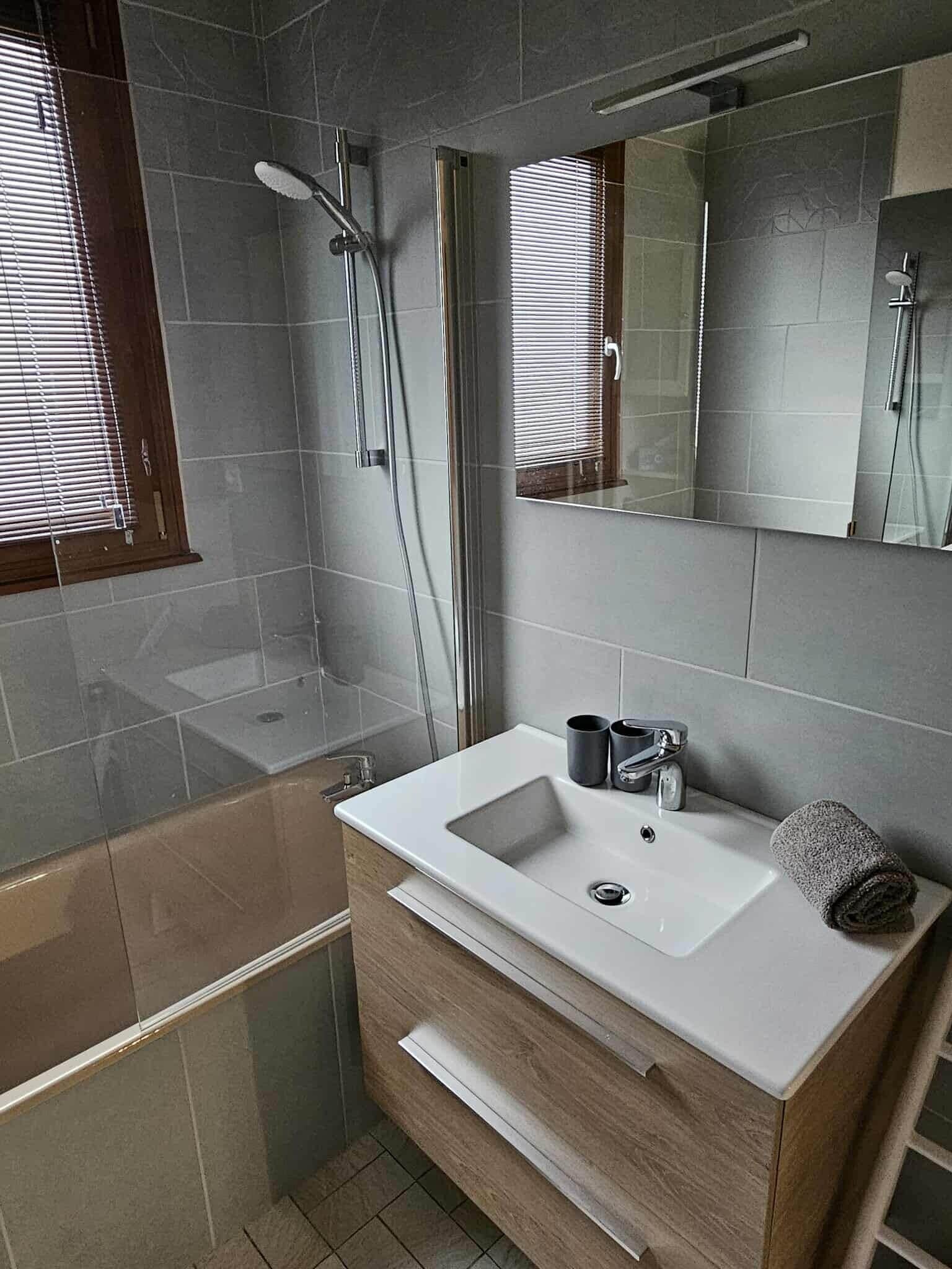 Secadora de cabello, toallas, papel de baño 
