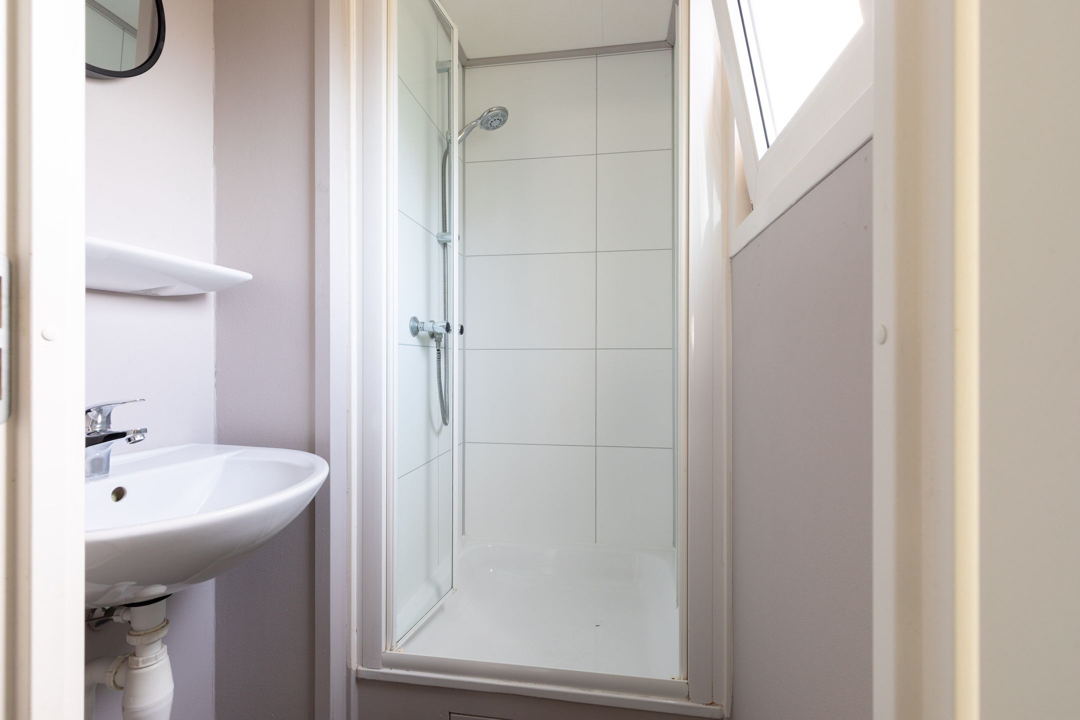 Shower, towels, soap, shampoo