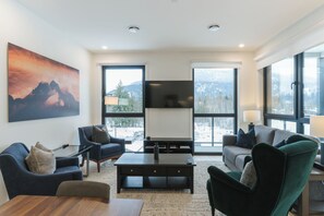Luxury Condo, Mountain View | Living area - The Luxury Basecamp (Revelstoke)