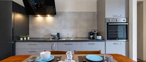 Fridge, microwave, dishwasher, toaster