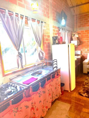 Kühlschrank, Mikrowelle, Herdplatte, Mixer