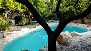 A tree with a pool in its shade. - Don Paolo 2/4 people in a historic villa near Naples, Vesuvius, Pompeii, Caserta (Nola)