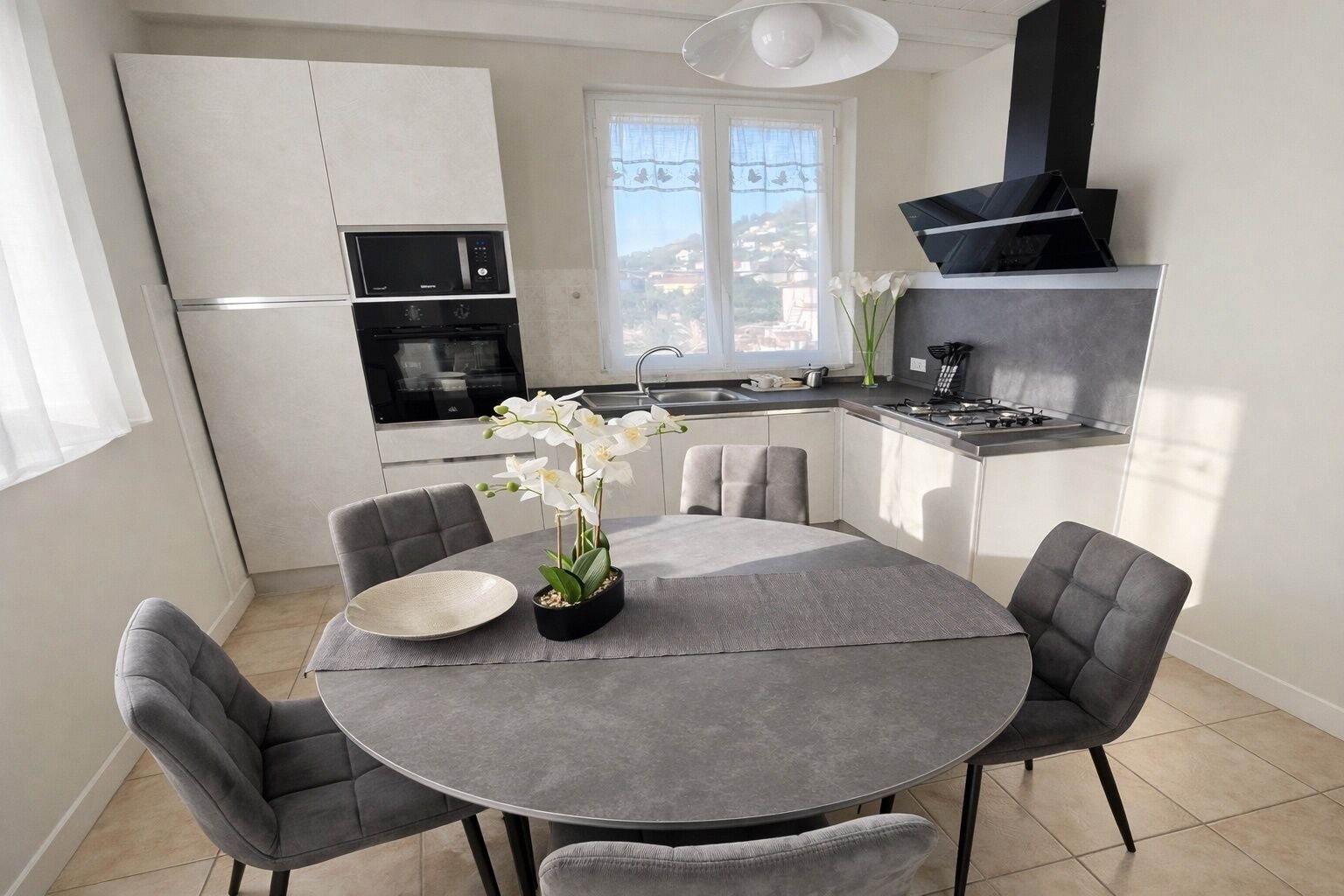 Réfrigérateur, micro-ondes, plaque de cuisson, lave-vaisselle