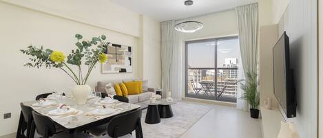 Luxury Apartment, Balcony, City View | Living room