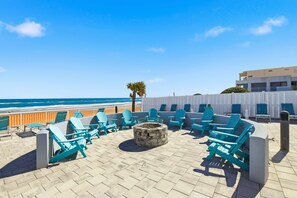 Terrace/patio - ADA Oceanfront Studio | Games, Pool & Picnic Area (Ormond Beach)