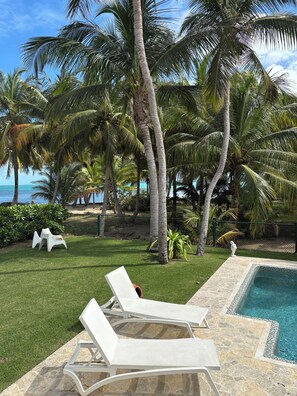 Outdoor pool - 2bedroom beach front house in soothing Río Grande with AC and salt swimming pool (Río Grande)