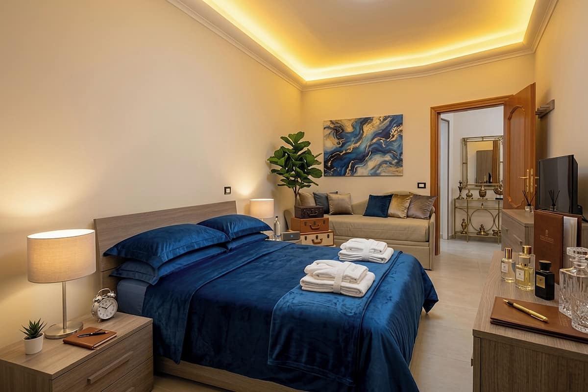 Familjerum - 1 queensize-säng med bäddsoffa - icke-rökare - utsikt mot staden | Sängtillbehör av högsta kvalitet och duntäcken