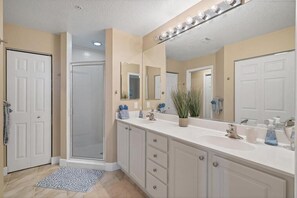 Shower, hair dryer, towels - Enjoy a serene harbor view in this spacious 2-bedroom condo in Placida. (Placida)