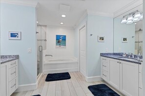 Shower, hair dryer, towels - Experience luxury at Boca Vista Harbor - 501A, a stunning 3-bedroom penthouse in Placida. (Placida)