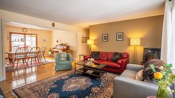 Una televisión, una chimenea