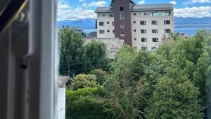 Vista de un edificio de varios pisos con una torre destacada, rodeado de vegetación y un cielo despejado.