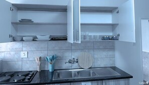 Deluxe Apartment, 1 Double Bed with Sofa bed, Patio, Garden View | Private kitchen | Mini-fridge, microwave, stovetop, toaster - SA Guest House (Roodepoort)