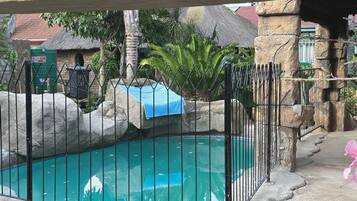 Outdoor pool, sun loungers