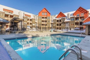 Outdoor pool, a heated pool - Whistler Creekside Retreat • King Bed • Step to Gondola • Outdoor Pool & Hot Tub (Whistler)