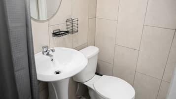 Shower, towels, soap, shampoo