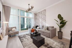 Living area - Coastal Elegance with PlayRoom PS5 (Dubai)