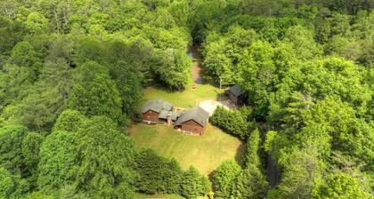 5 ACRES w FISH POND, CREEK, GAME ROOM, GYM, GREENHOUSE Spacious 5-bedroom cabin