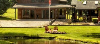 5 ACRES w FISH POND, CREEK, GAME ROOM, GYM, GREENHOUSE Spacious 5-bedroom cabin