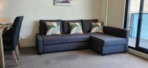 Living area - Stylish two-bedroom stay near Southland, beach, cafés, dining, and trains. (Cheltenham)