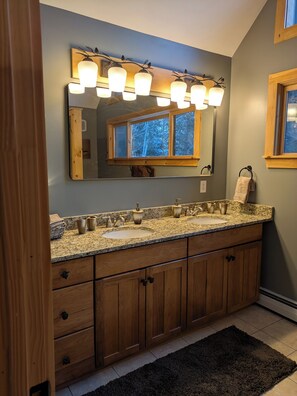 Shower, hair dryer, towels, soap - Newly Renovated 3 BRD, 2 BA chalet on 50 acres.  Easy access to Loon Lake/Gore (Chestertown)
