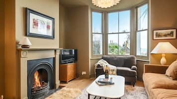 TV, fireplace