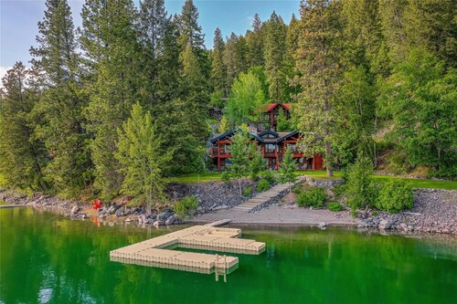 Whitefish Lakefront Home | Dock, Tram Access & Sunset Views