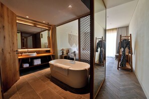 Lake View Villa- 3 Bedroom | Bathroom | Hair dryer, bathrobes, towels, soap - naked Water (Suzhou)