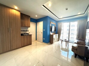 Apartment, 1 Bedroom, Smoking, Balcony | Living area - Modern 1-bedroom Condo With Pool View - Nordic Trend 4, Pratumnak Hill (Pattaya)