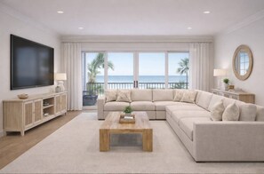 TV - Brand-New Oceanfront Showstopper | 6 En-Suite Bedrooms, Pool, Hot Tub, Elevator (North Myrtle Beach)