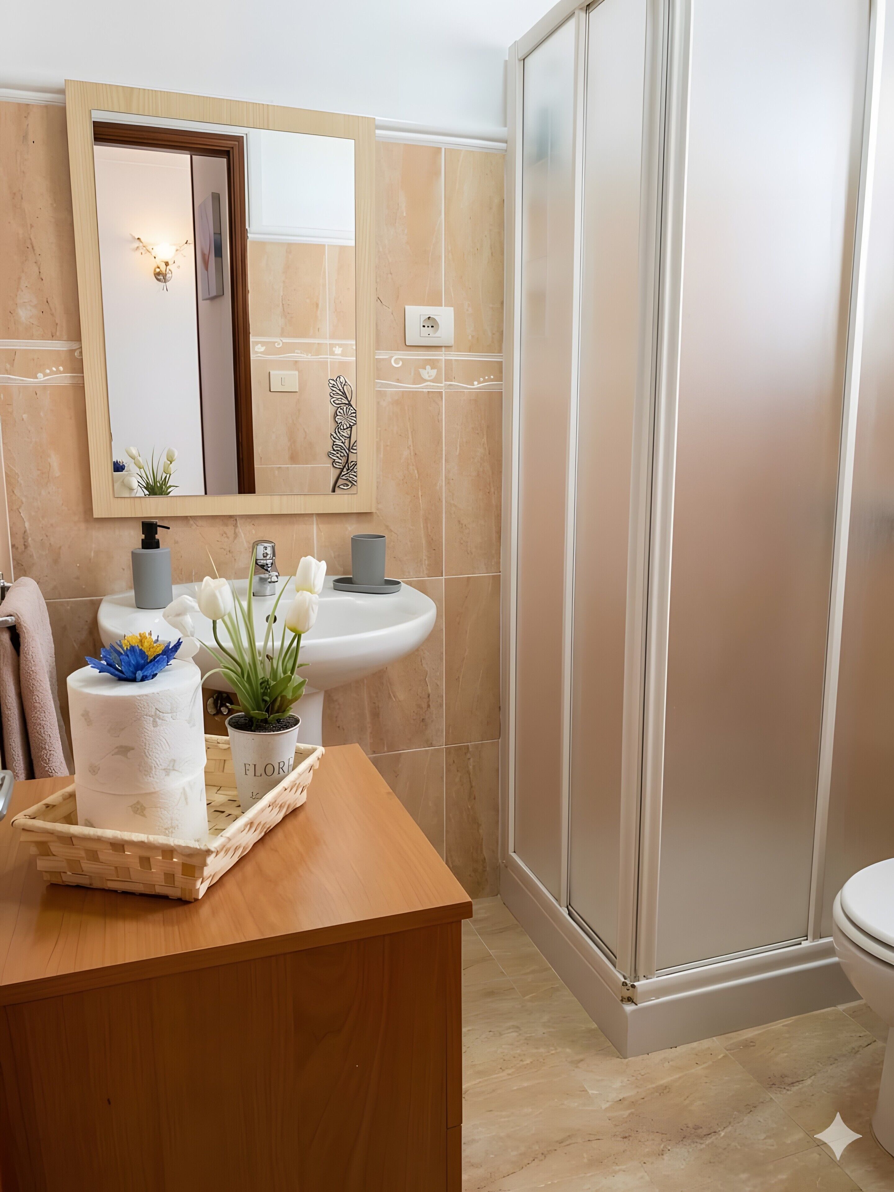 Dusche, Haartrockner, Handtücher
