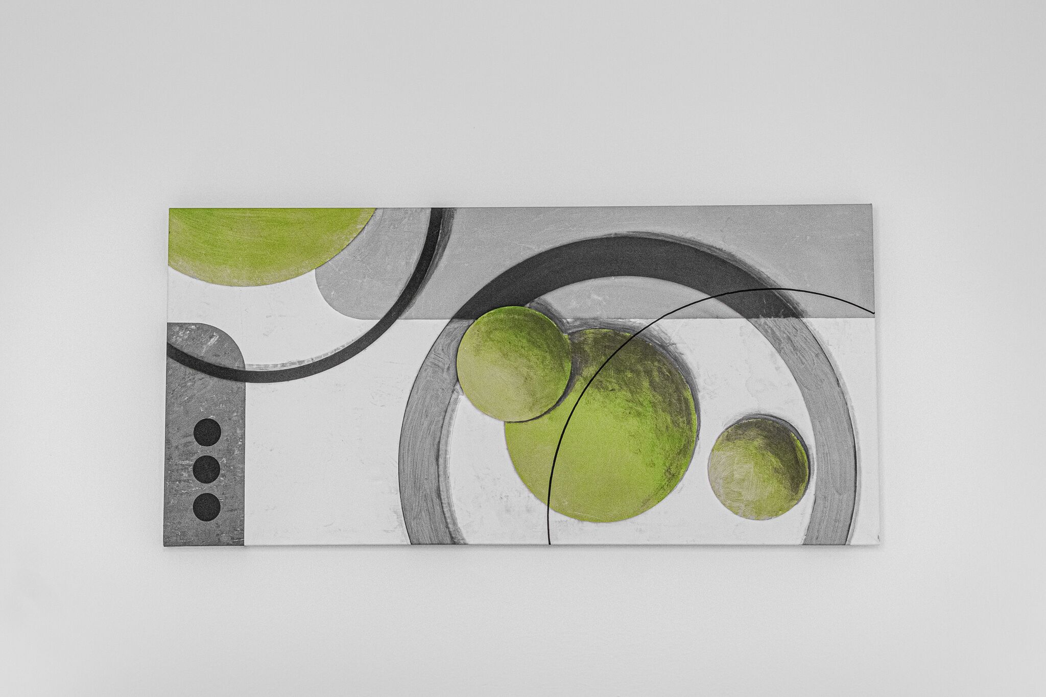 A rectangular artwork with abstract shapes and lines.