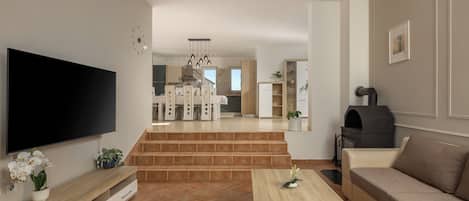 Standard-huoneisto, useita makuuhuoneita, 2 kylpyhuonetta (Family Oasis Jadreski With Pool) | Oleskelualue | 19–tuumainen äly-TV, jossa kaapelikanavat