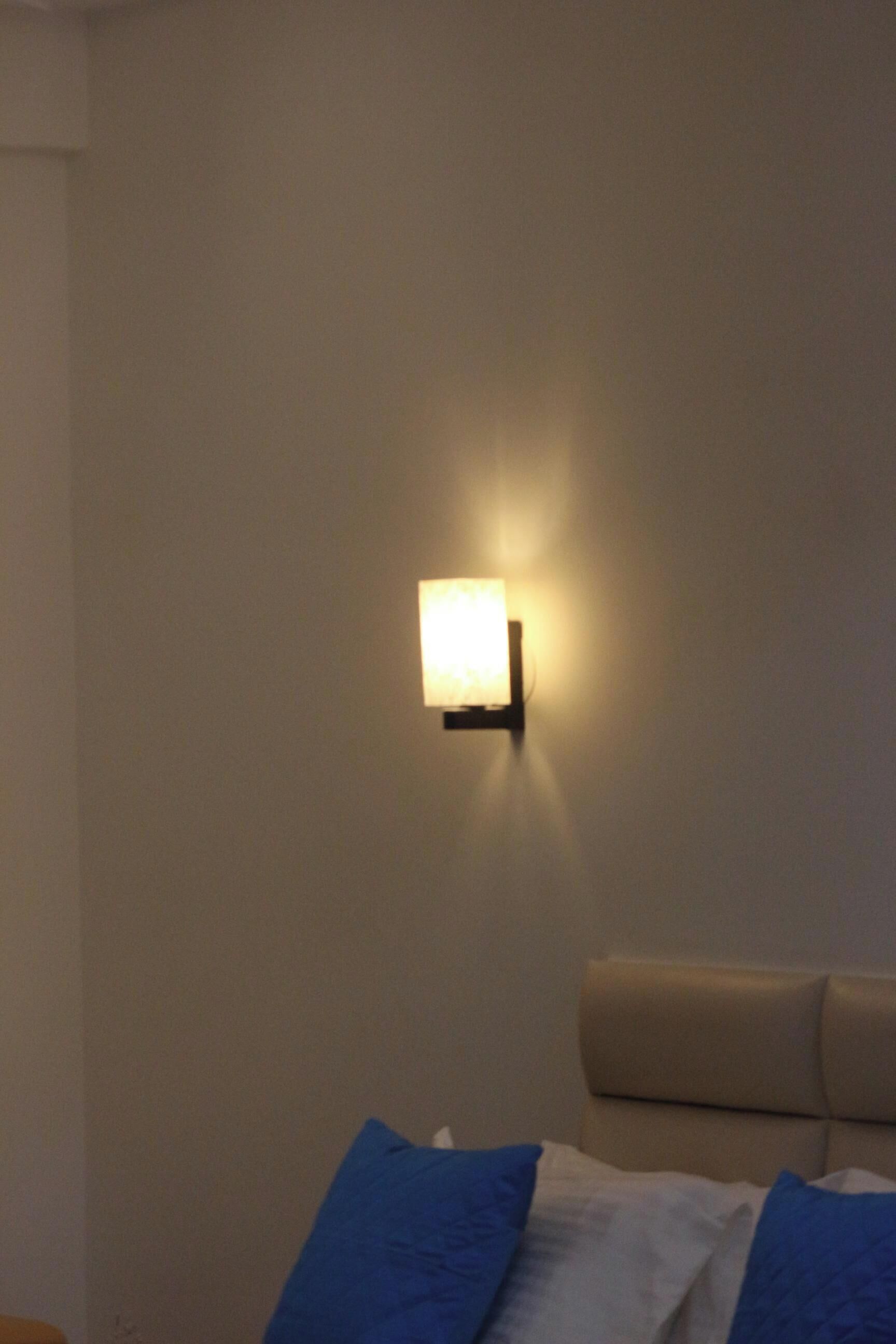 Desk, laptop workspace, blackout drapes, iron/ironing board