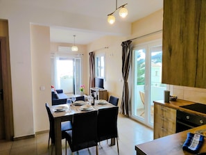 Dining - Relaxing Two-Bedroom Sea View Apartment in Kalami | Pool & Balcony (Corfu)