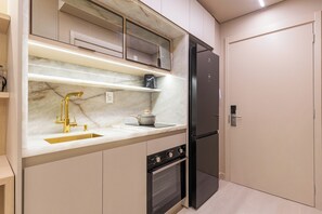 Leilighet – design, 1 dobbeltseng, terrasse | Eget kjøkken