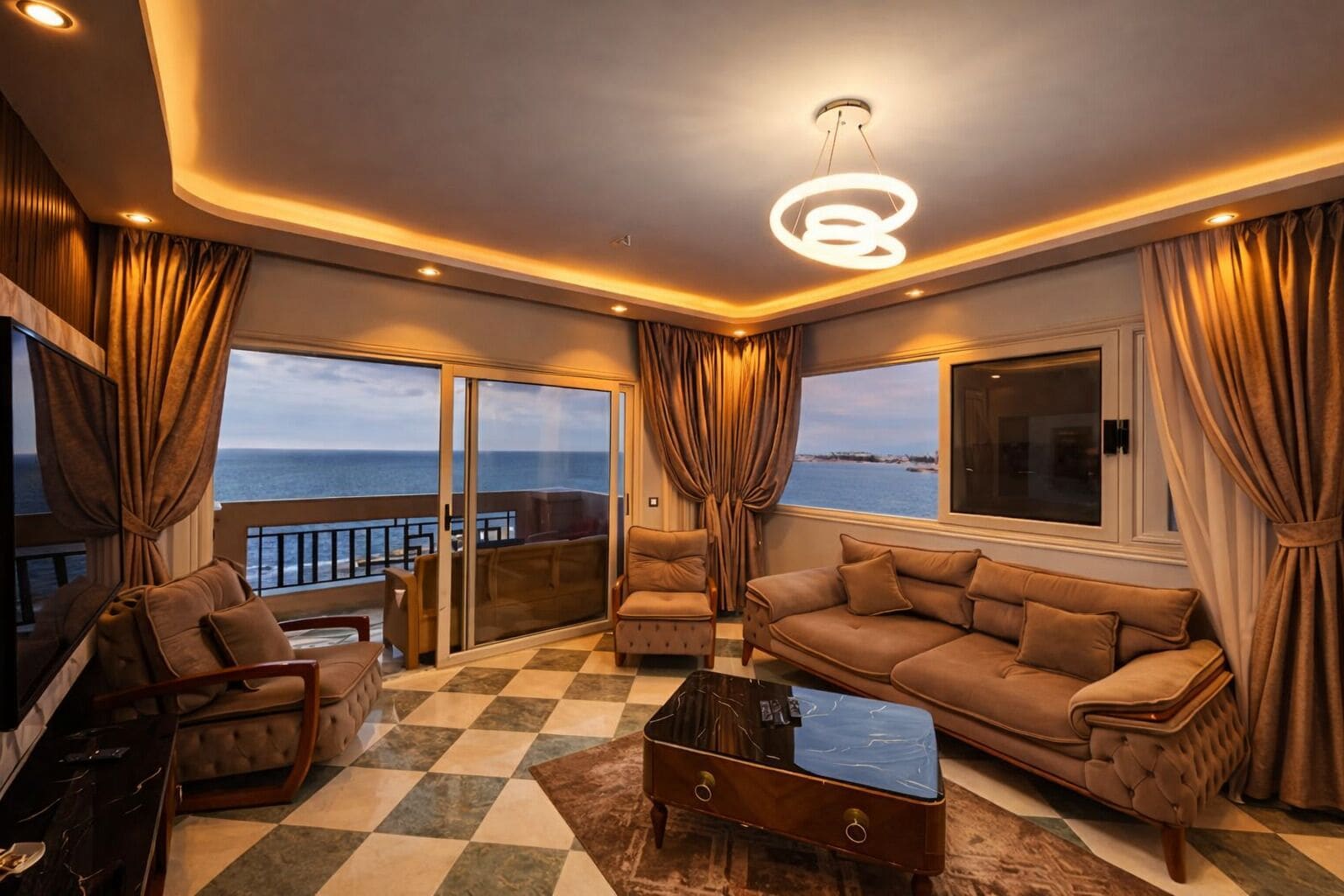 Comfort Apartment, 3 Bedrooms, Sea View, Beachfront | Living area