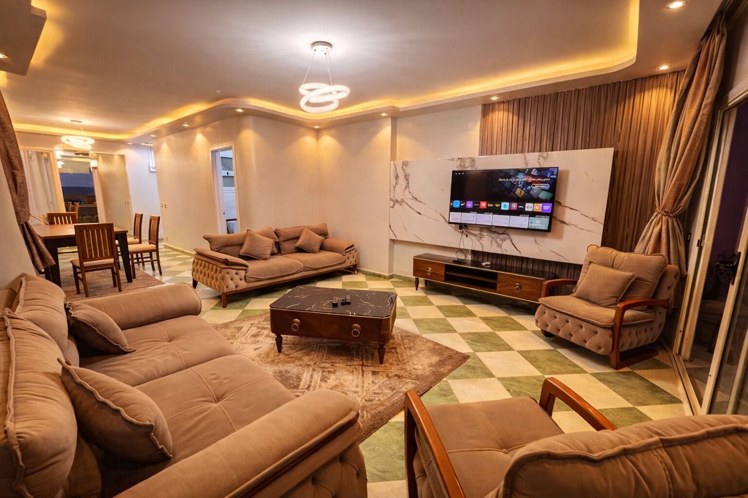Comfort Apartment, 3 Bedrooms, Sea View, Beachfront | Living area