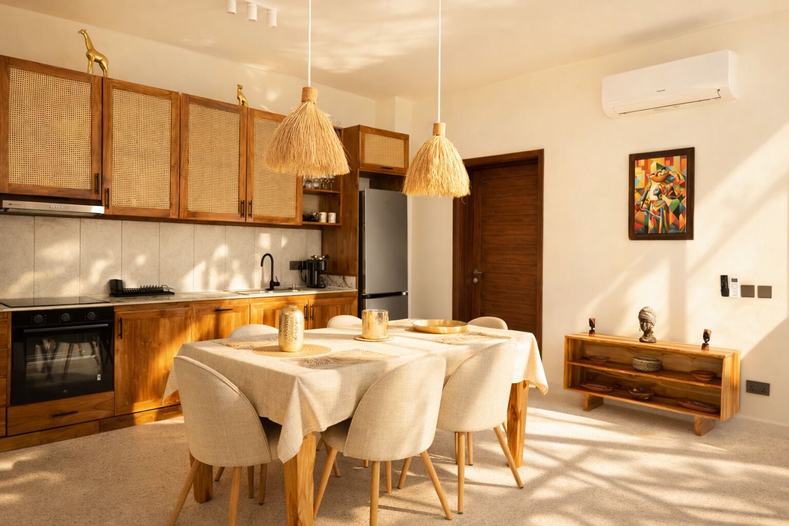 Full-size fridge, microwave, oven, stovetop