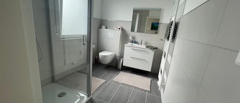 Dusche, Haartrockner, Handtücher