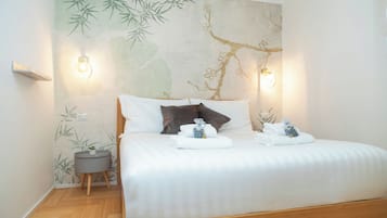 Deluxe-Apartment, Stadtblick | Verdunkelungsvorhänge, schallisolierte Zimmer, Bügeleisen/Bügelbrett