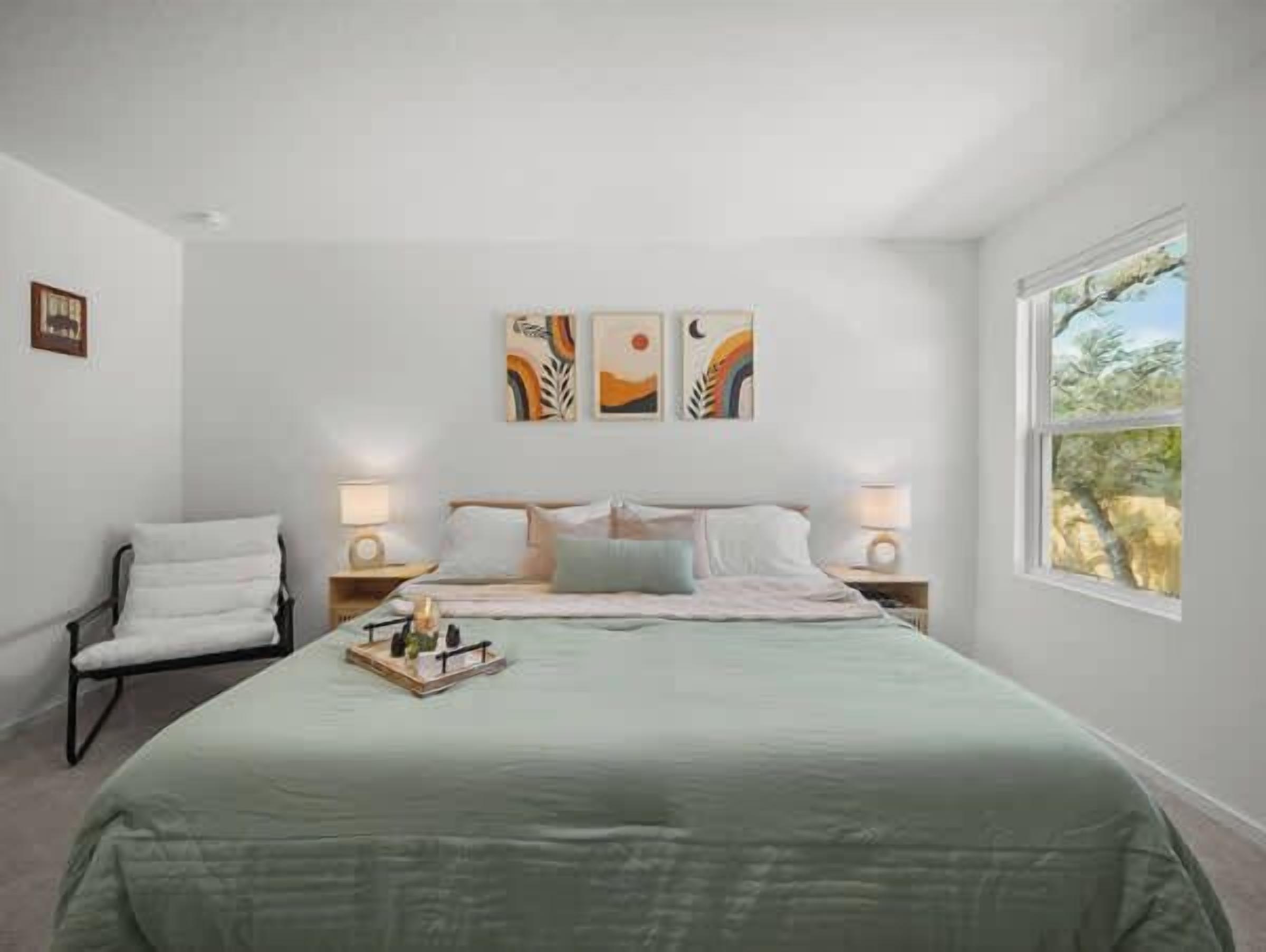 4 bedrooms, individually decorated, individually furnished, bed sheets