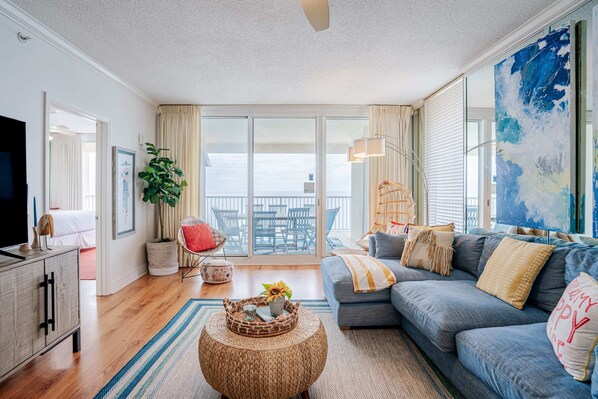 Condo, Multiple Beds, Balcony, Ocean View (Majestic Sunset) | Living area - Majestic Sunset For 11 (Panama City Beach)